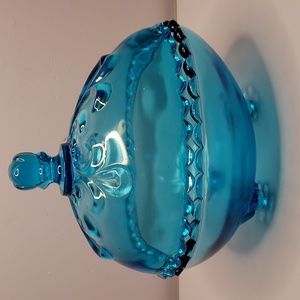 Indiana Glass Blue Egg Covered Dish Easter Decor